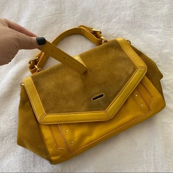 Tory Burch 797 Suede & Leather Satchel Bag - Picture 11 of 15